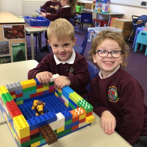 In our Maths lessons we have used balance scales to make balls of dough the same and we made containers to hold different animals.